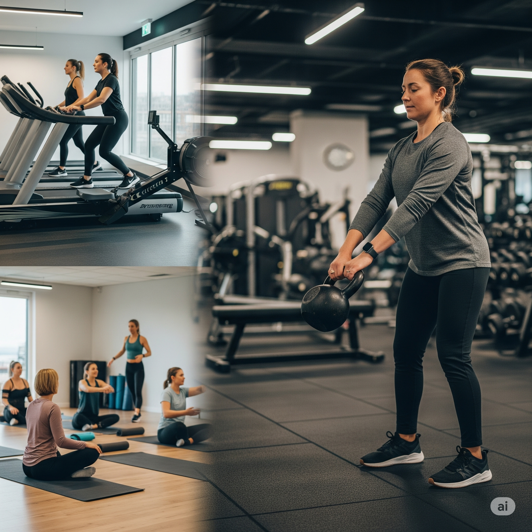 Fitness-Aktivitäten - Frauen beim Training im modernen Fitnessstudio
